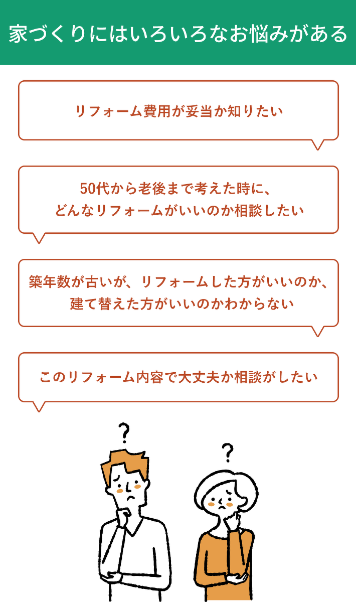 家づくりにはいろいろなお悩みがある